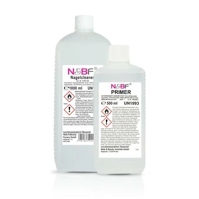 NAILS & BEAUTY FACTORY Nagelcleaner Spar Set | 1000ml Cleaner klar | Primer 500ml Haftvermittler