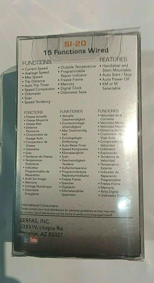 Serfas SI-20 15 Functions Wired Bike Computer-SHIPS FREE - Image 2 of 3