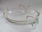 Vintage JEANETTE GLASS Clear Footed Gold Trimmed EAGLE BOWL Dish