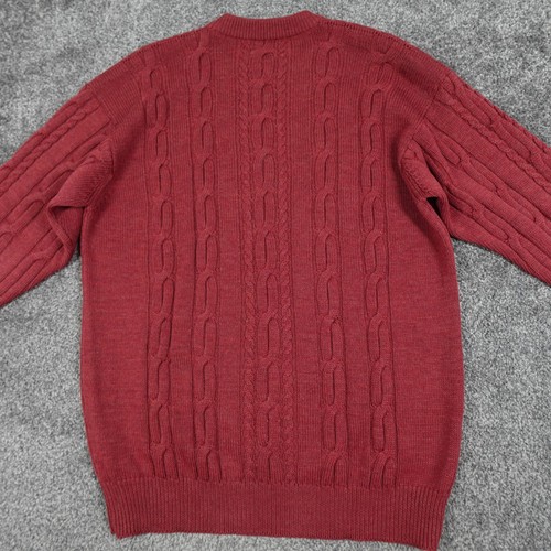 Pringle Of Scotland Wool Chunky Cable Knit Jumper Size XL Red Winter Warm Crew - Picture 8 of 19