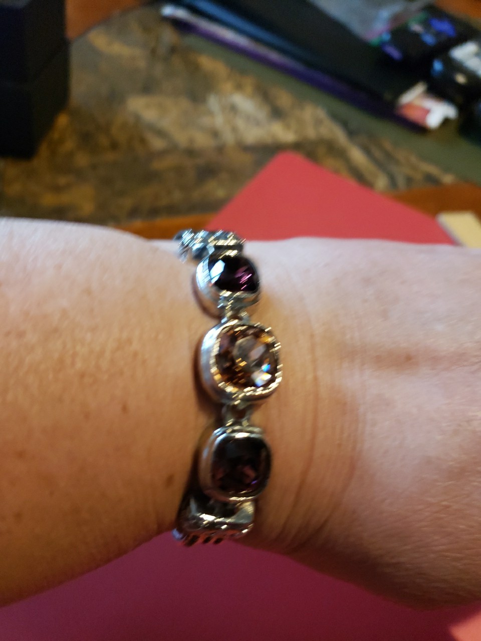 Multi Colored Gemstone Bracelet With Tangle Clasp - image 4