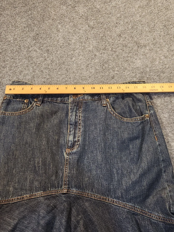 Falda vaquera Ralph Lauren para mujer talla 12 azul con volantes dobladillo sirena midi Foto 4 de 4