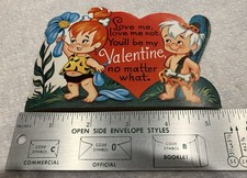 Vintage Flintstones Valentines Day Card Pebbles & Bamm Bamm Be My Valentine