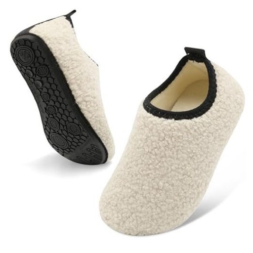 Toddler Slippers Boys Girls Indoor Comfy Slippers Kids 1-2 Big Kid Light Beige