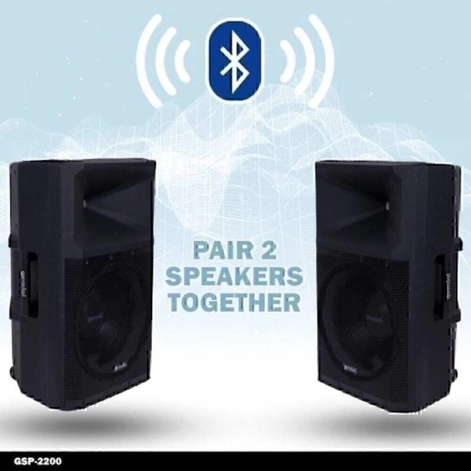 Gemini Pro DJ Audio 2200 Watt Portable Bluetooth Media PA System Party Speakers - Image 4 of 4