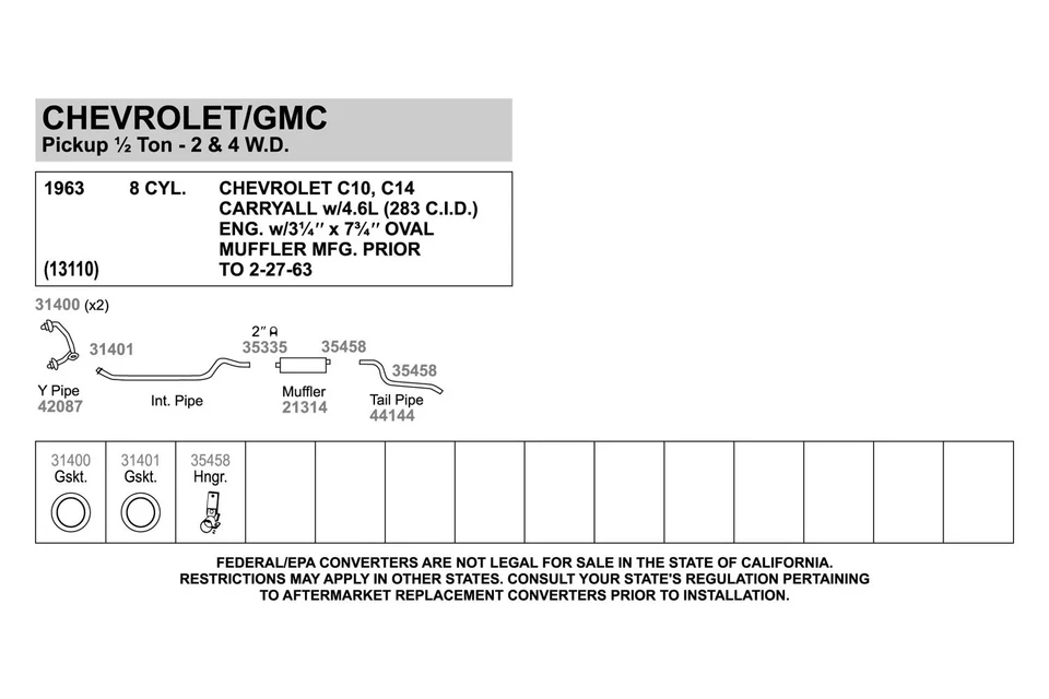 For Chevy Impala 58-64 Walker 35458 Steel-Rubber Silver-Black Exhaust Hanger Foto 2 de 4