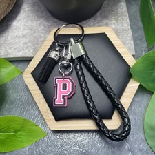 5 Stainless Steel Tassel Initial P Charm Wristlet Keychain New Free Ship D1689