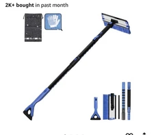 Extendable Snow Brush and Ice Scraper, 270° Pivoting Snow 47.7 Inch Blue