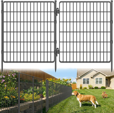 #ad 3 PLY No Dig Garden Fence Animal Barrier with Gate 32 in H X23.6Ft L 10 $133.53