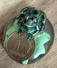 Vintage Frog Figurine on Glass Marble with Polish 1 Grosz Coin Curio — photo 5