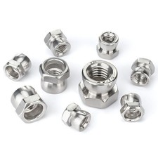 25pcs M6 and 25pcs M8 Nylon Lock Nuts 304 Stainless Steel Insert Hex Nuts Scr...