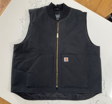 NEW Carhartt OV0001-M Firm Duck XXL Rib Collar Vest Relaxed Fit Men's 2XL Black