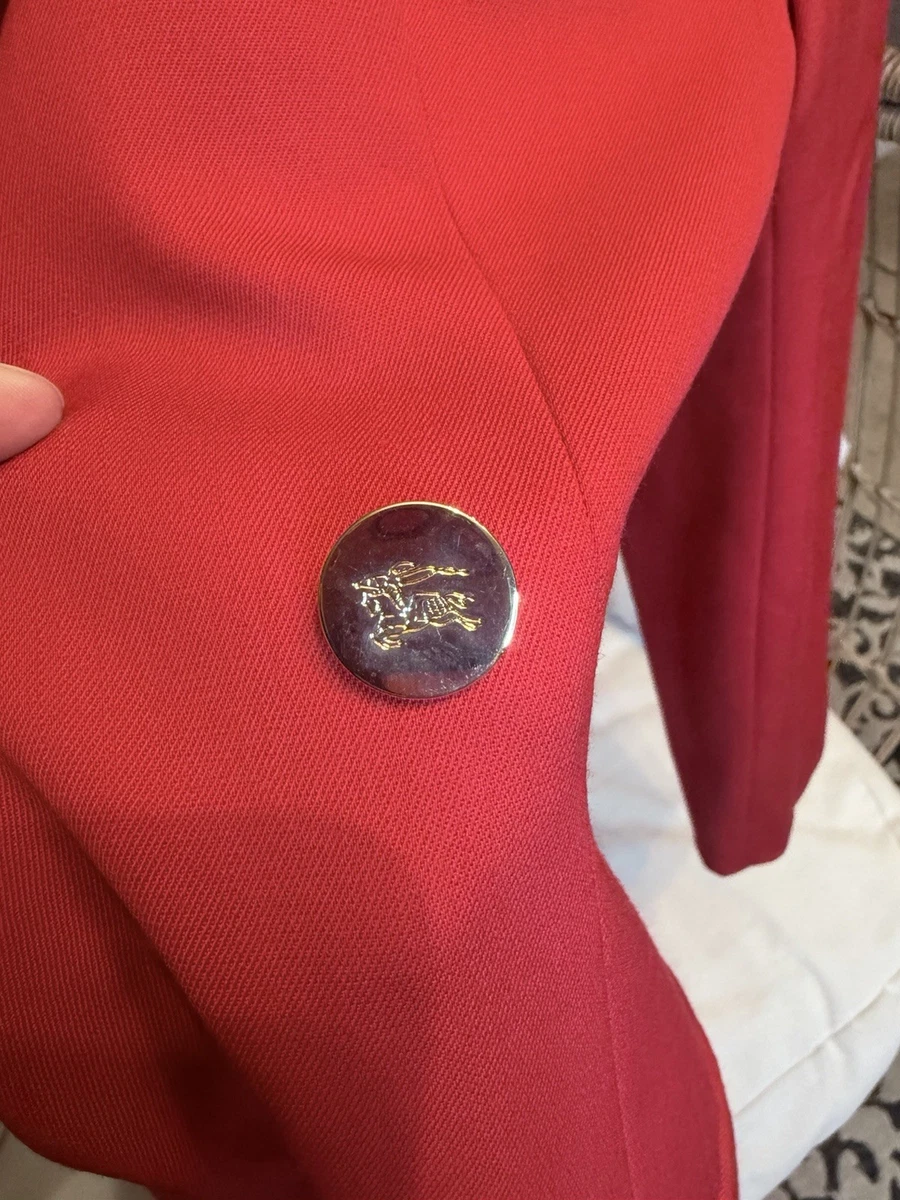 Blazer vintage Burberrys chaqueta para mujer roja lana manga larga botones dorados talla 6