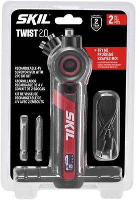 SKIL Twist 2.0 Rechargeable 4V Screwdriver with Pivoting Head, Torque Setting,