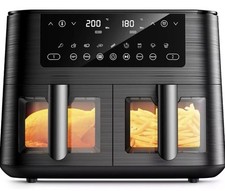Friteuse à Air Double Fenêtre Visuelle, Capacité 9L XL, 2 Tiroirs, Cuisson 9 en 1  