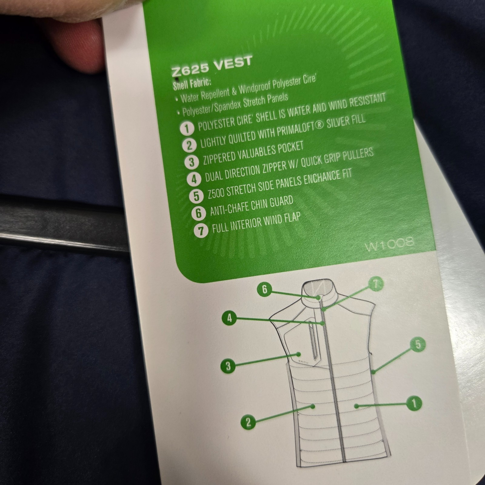 Zero Restriction Z625 Vest Blue Men's Large Orinda country club windwear NWT