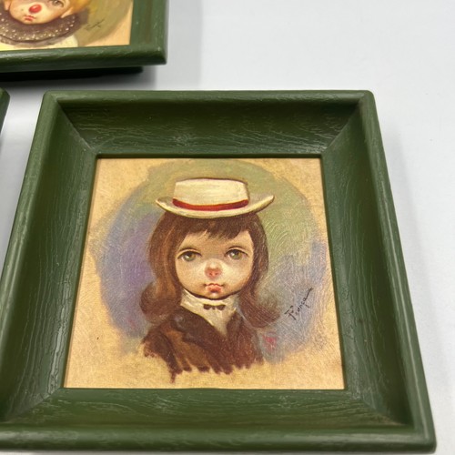 Vintage Ozz Franco Sad Boy & Sad Girl Clown Face Portrait 5" Vintage Frame - Picture 7 of 10