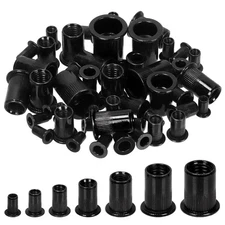 Glarks 100Pcs M3 Rivet Nuts - Black Zinc Plated Carbon Steel Flat Head 