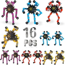 16 Pack Funny Sensory Fidget Toys,Deformable Chain DIY Robot Spinners Stress Rel