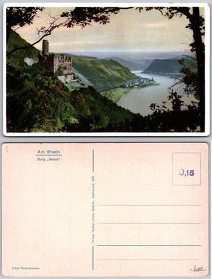 Burg Maus Rhein Castle View Postcard