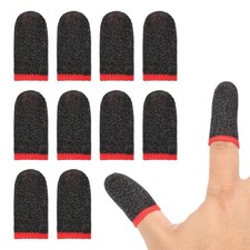 Mobile Gaming Finger Sleeve, 48 Pack Controller Finger Thumb Sleeve, Black/Red