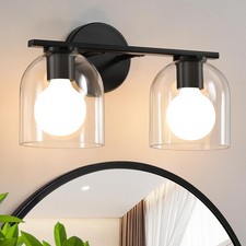 WOSHITU Bathroom Vanity Light Fixtures: 14.2 Inch Modern Black Vanity Lightin...