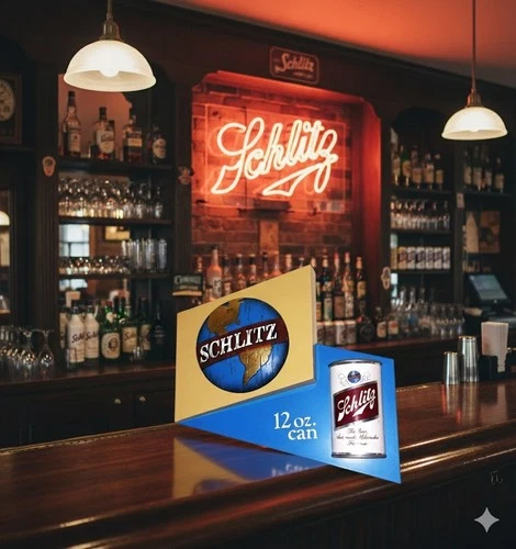Vintage Schlitz Beer Wall Sign The Beer That Made Milwaukee Famous 12 oz Can