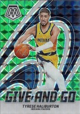 Tyrese Haliburton 2023-24 Panini Mosaic #7 Give and Go Mosaic Green Pacers
