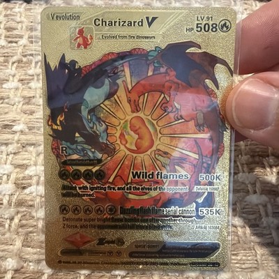 Charizard V Gold Foil Fan Art Collector Pokemon Card HP508  LV91 V Evolution 