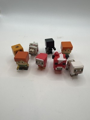 Lot of 8 Minecraft Mini Mode FIGURES ONLY Toys snowman,red sheep, 2 Alex s, etc