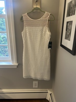 Ralph Lauren White Crochet Lace Overlay Sleeveless Dress, Size 8, NWT