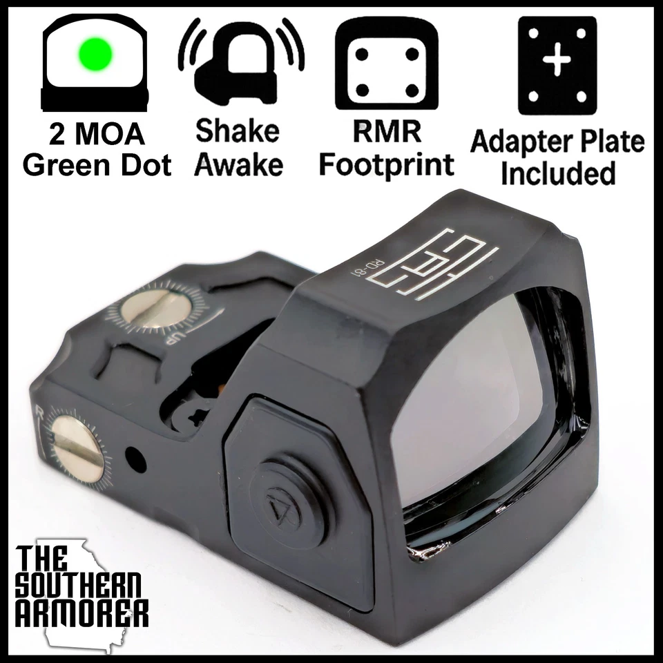 TSA® PRODUCT LINE 2 MOA Green Dot Sight RMR Footprint for GLOCK® MOS / M&P® / P320® / CZ P-10