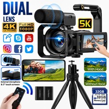 5K Video Camera Camcorder 56MP YouTube WiFi Digital Cam Dual Lens for Vlogging