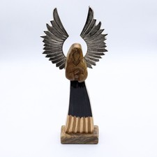 Large Mango Wood Gardian Angel Metal Wings & Enamel Detail
