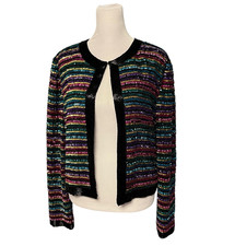 Vintage Laurence Kazar Pure Silk Beaded Sequined Jacket Size Medium