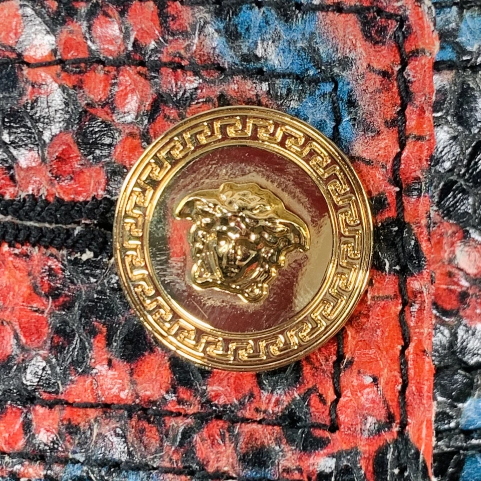 FALDA LÁPIZ DE CUERO EMBOSADO DE SERPIENTE ROJA Y AZUL TAMAÑO S - Imagen 2 de 4