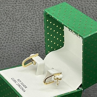 Rachel Ashwell 925 Silver Cubic Zirconia Gold Hoop Earrings Gift Boxed New 