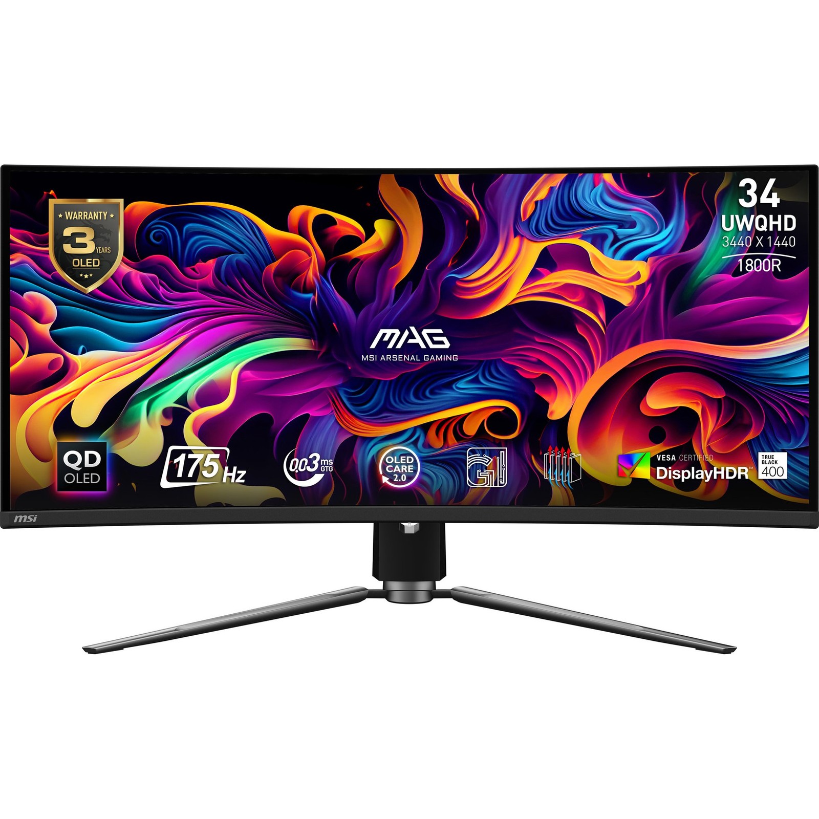 MSI MAG 341CQP QD-OLED computer monitor 86.4 cm (34"") 3440 x 1440 pixels UltraWi