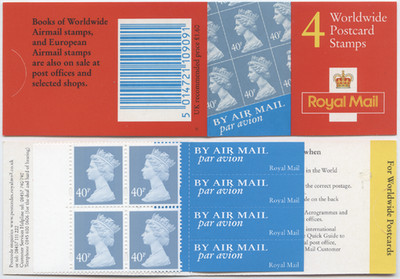 Großbritannien 1999 MH booklet ''4x40 p Worldwide PostCard Stamps MH 0-240 ** MNH