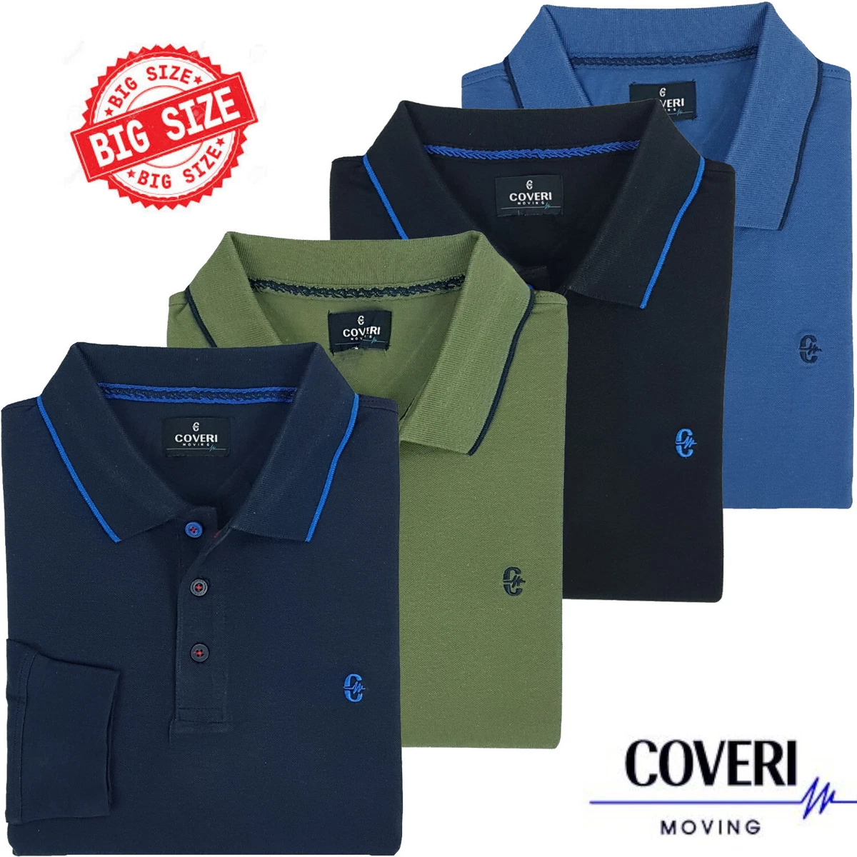 Maglia Uomo KAM BIG A Maniche Lunghe, Cotone Jersey, Girocollo, Taglie Forti 2XL-8XL, Rigata