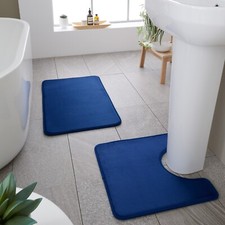 Image of Catherine Lansfield Anti Bacterial Memory Foam Bath Mat Or 2pc BathSet 7 Colours