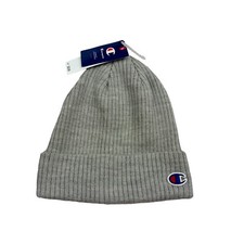 Champion Mens Logo Cuff Ribbed Beanie Gray OS
