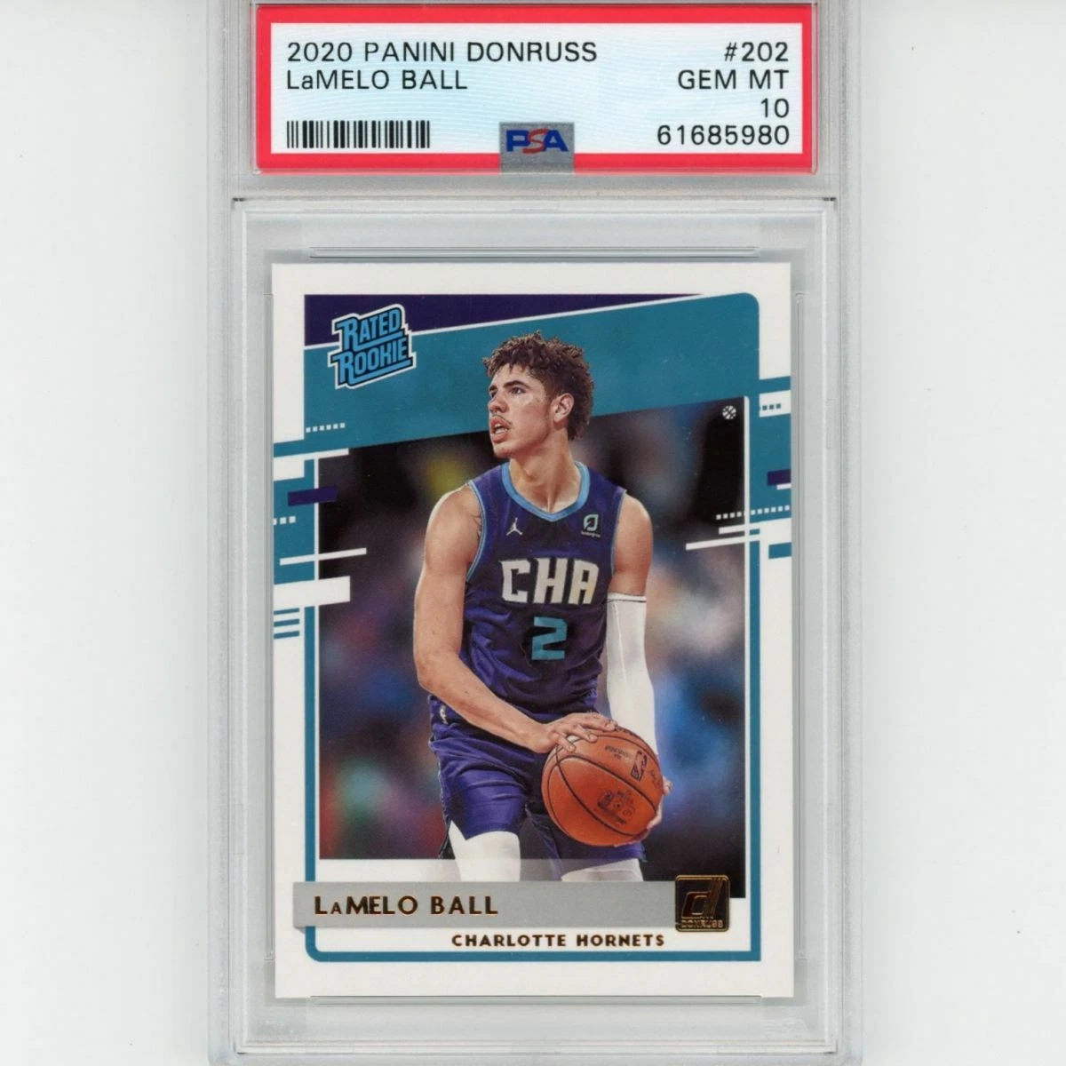 Graded 2020-21 Panini Donruss LAMELO BALL #202 Rated Rookie RC Card PSA 10 Mint