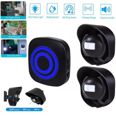 656ft Wireless Driveway Alarm Motion Sensor Alarm Indoor Outdoor H2C8 Waterproof