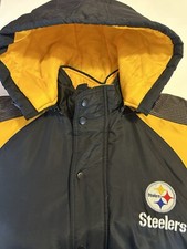 Vintage Pittsburgh Steelers Puffer Coat Mens Logo Athletic Jacket Size Large
