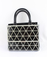 Victoria Beckham Auth Black Ivory Mini Triangle Tote Satchel Handbag
