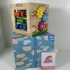Wooden Activity Cube, 8-in-1 Montessori Toys for 18+ Months Child