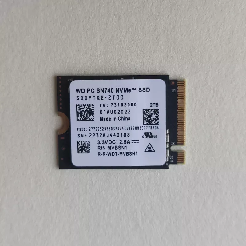 WD SN740 2TB M.2 SSD 2230 NVMe PCIe Gen 4x4 SSD For Surface Steam