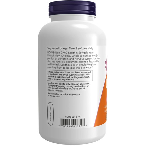 NOW Lecithin Softgels 200 Count Phosphatidyl Choline Brain Nerve Support Supp... - Picture 3 of 8