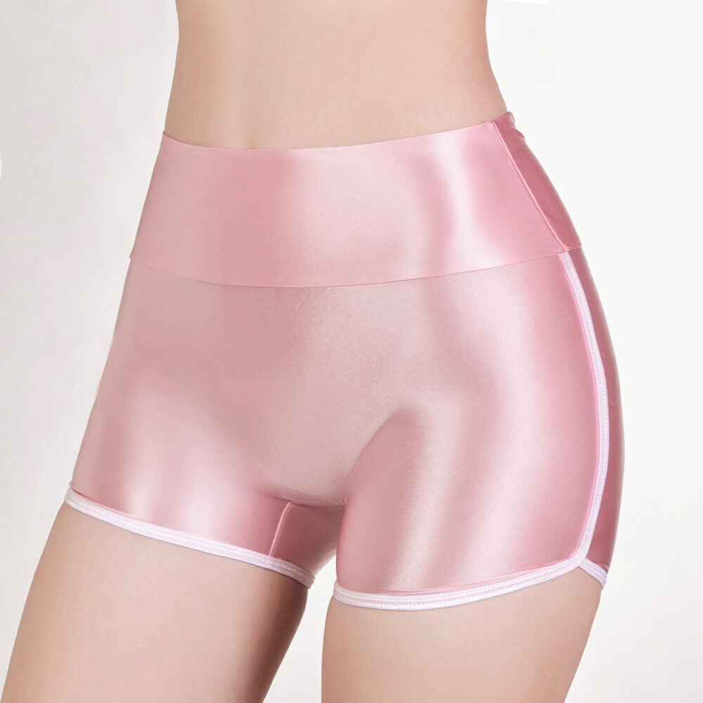 Women's High Waist Shiny Glossy Boxer Briefs Sports Underwear Shorts
